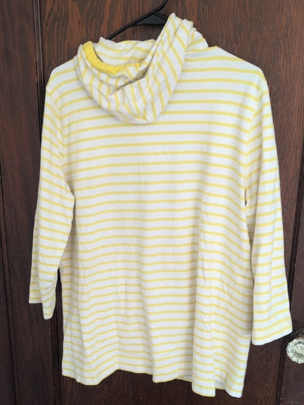 Lands' End Yellow and White Striped Hoodie Tunic Top - Picture 5 of 6